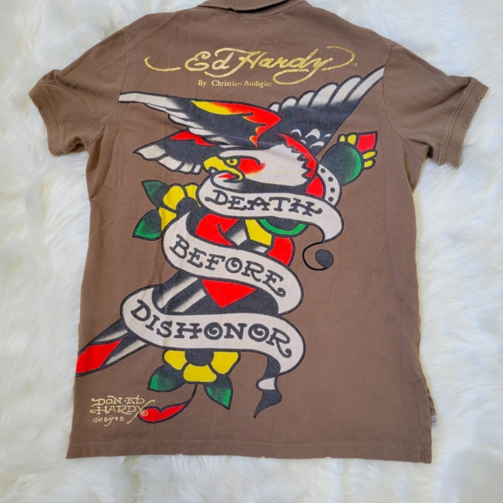 Ed Hardy per-loved polostyle shirt.  #authentic